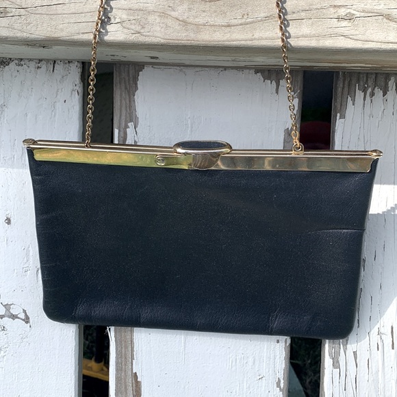 Vintage navy blue leather clutch ETRA - Picture 4 of 16